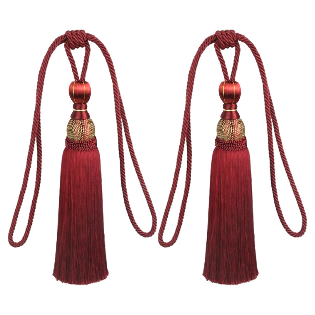 1 Pair Simple Elegant Curtain Cord Tie Drape Holdback Bedroom Curtain Buckle (Wine Red)