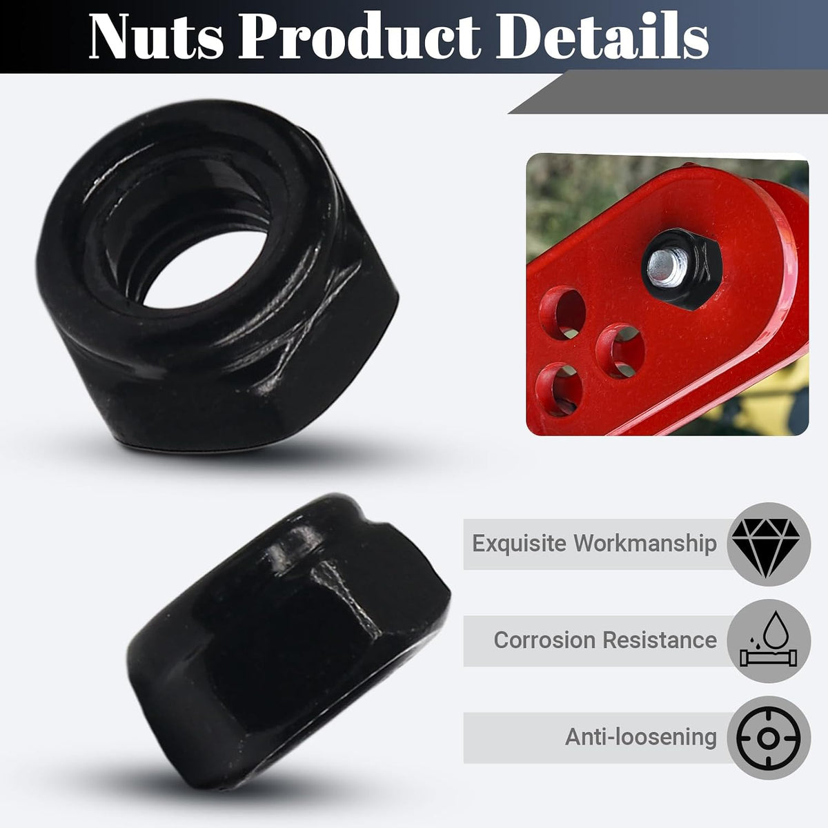 M4 Hex Lock Nuts, M4 x 0.7mm, 50Pcs