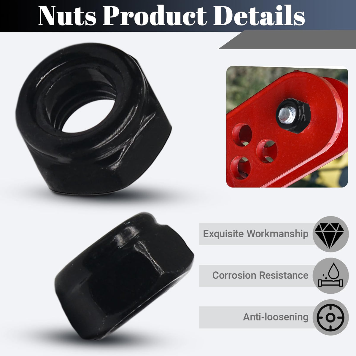 PHITUODA M3 Hex Lock Nuts, M3 x 0.5mm, 50Pcs