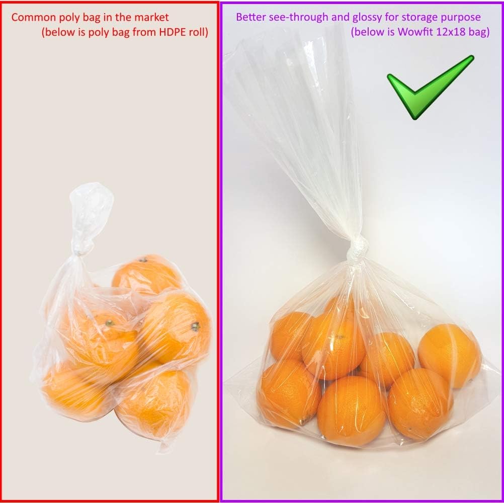 500 CT 18x24 1.1 Mil Large Clear Poly Bags for Packaging, Flat Open
