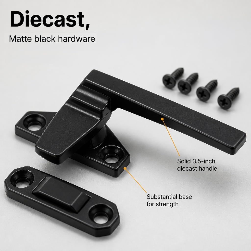 H 38218 Right-Handed, Matte Black, Casement Locking Handle with Offset Base (Single Pack)