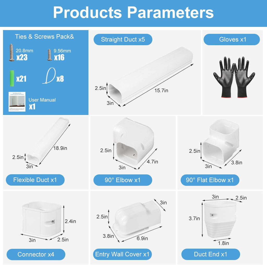 Mini Split Line Set Cover: 3 Inch 10Ft DIY Decorative Outdoor PVC Tubing Cover Kit for Mini Split, Air Conditioner