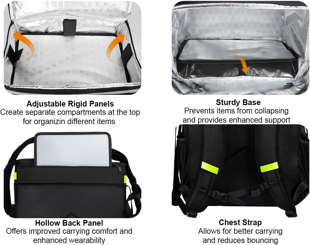 Food Delivery Backpack, Expandable Delivery Backpack Pizza Bag, XL