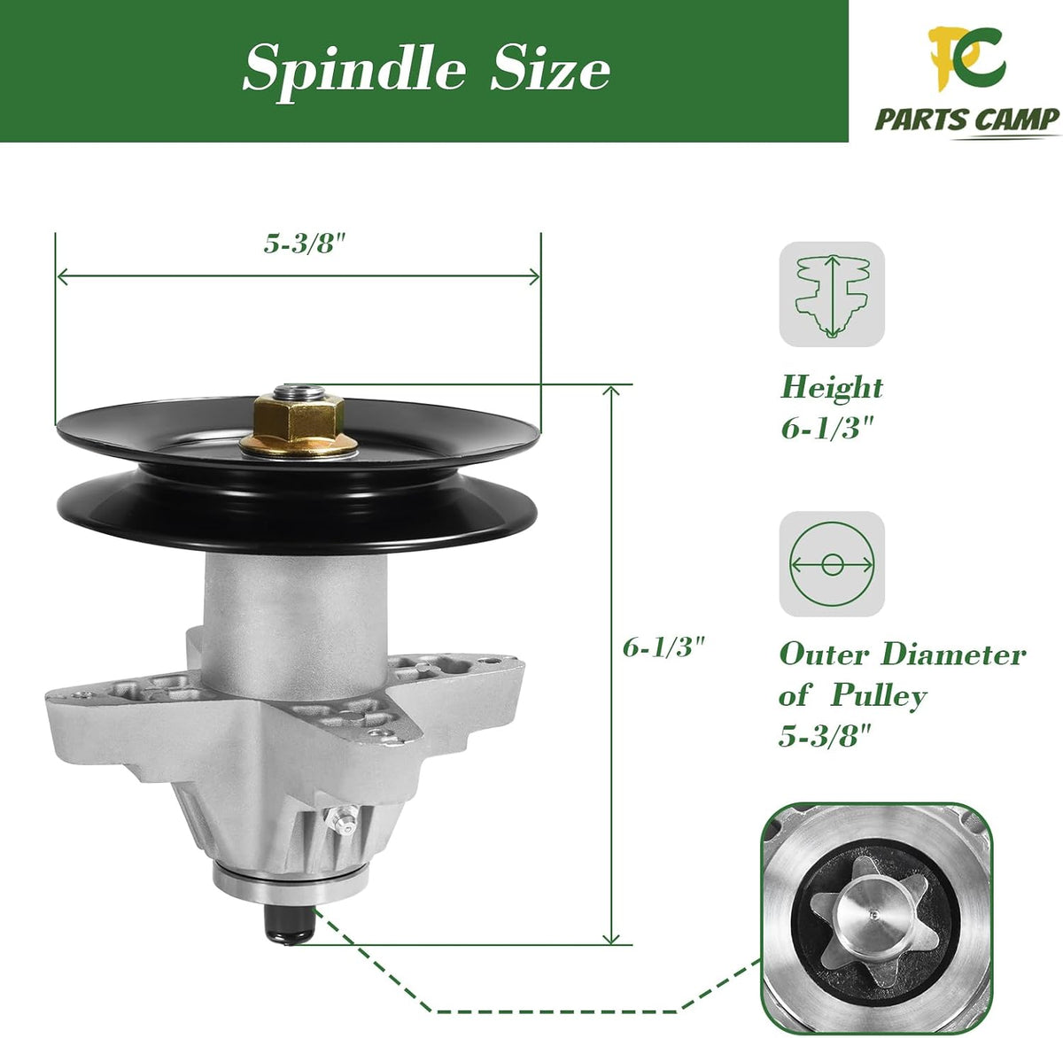 3-Pack 918-04125C Spindle Assembly with Pulley, Replaces MTD Cub Cadet Troy-Bilt Craftsman 918-04125B 918-04126A
