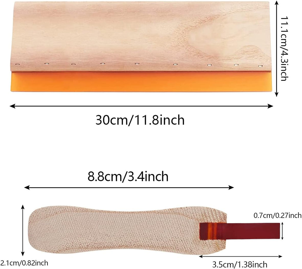 Screen Printing Squeegee, 75 Durometer Wooden Scraper Rubberwood Silk Print, for Printmaking Print Ink Machine 11.8 inch