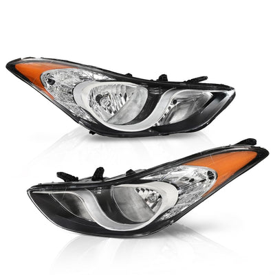 Headlights Assembly Pair Fit Hyundai Elantra 2011-2013 Clear
