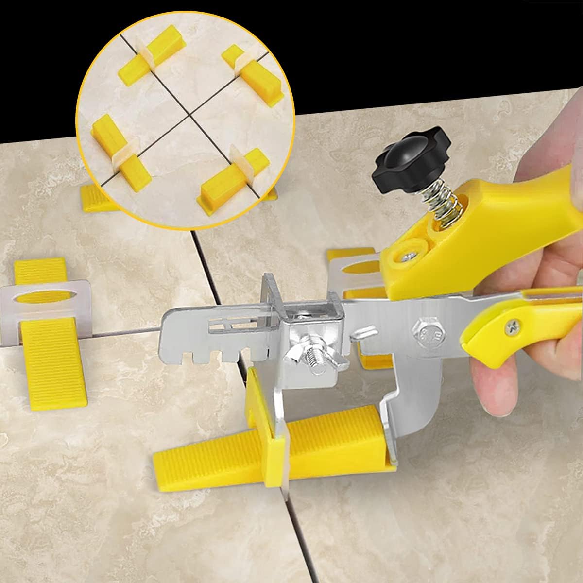 Tile Leveling System with Plier, 600 Tile Spacers 1/8" and 200 Wedges | Tile Leveling Clips with Tile Plier, Anti