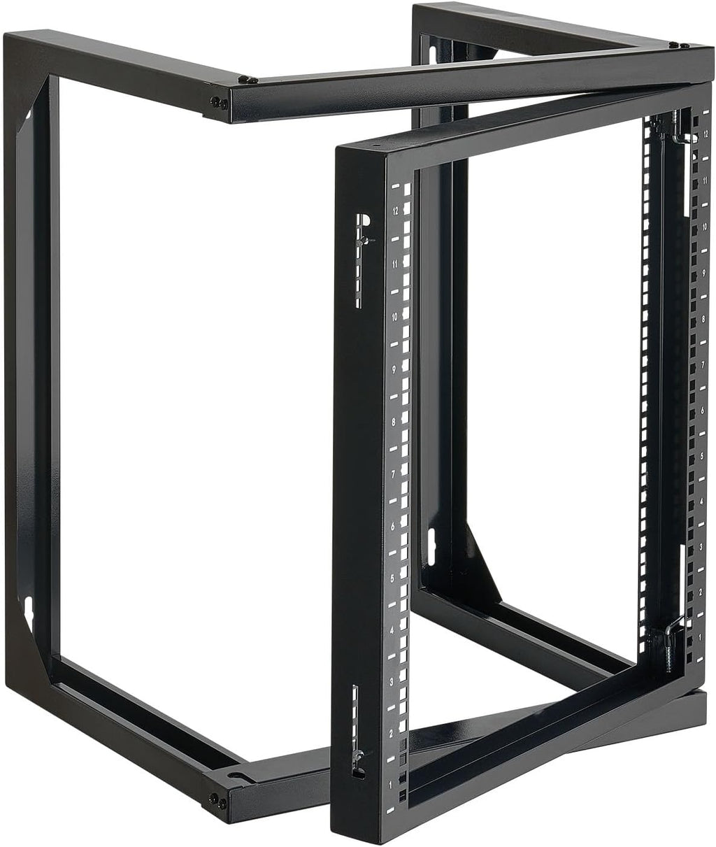 VEVOR 12U Wall Mount Server Rack, 150 lbs Max Load Capacity, Open Frame Network Rack with 180 Degrees Gate Swing, Carbon Steel, for 19-Inch IT Network Equipment & AV Devices Computer Server, Black