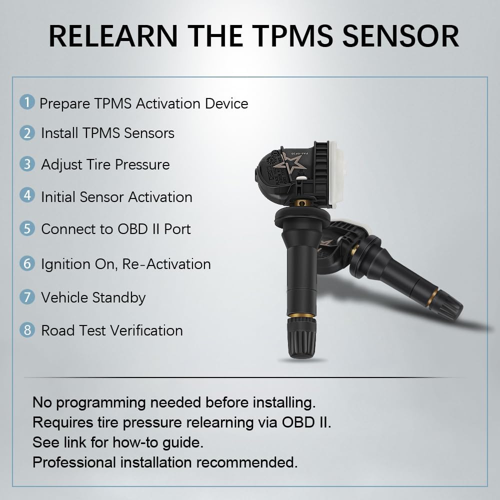 4-Pack GM TPMS Sensors 315MHz for Chevy Silverado GMC Sierra | Pre-Programmed Tire Pressure Sensors, Fits Equinox