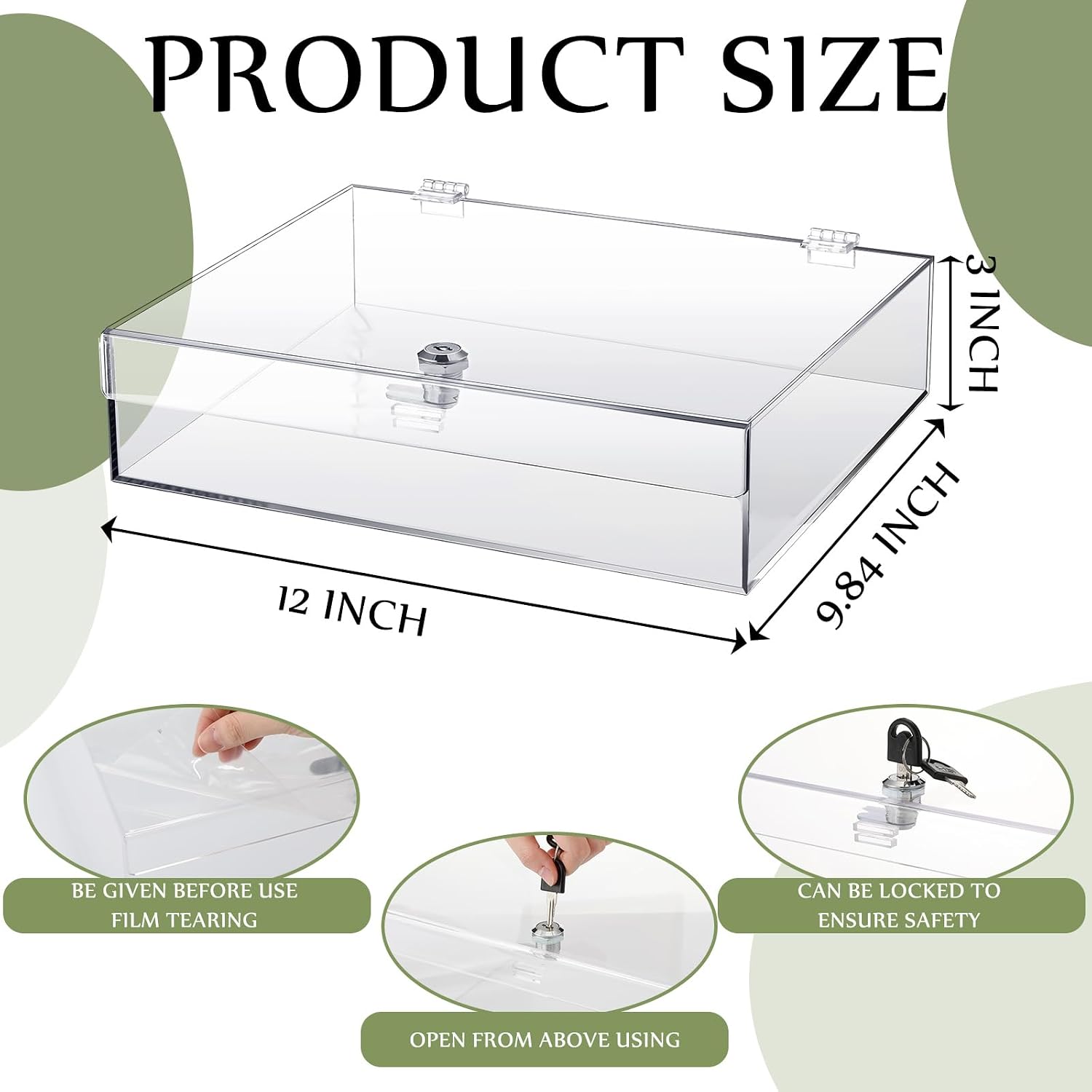 Clear Acrylic Locking Display Case with Keys Large Medication Lock Box Snack Fridge Lock Acrylic Figure Display Case