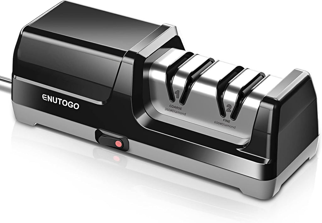 Knife Sharpener, Professional 2-Stages Eleltric Knife Sharpeners with Diamond Abrasives for 20-Degree Straight Edge