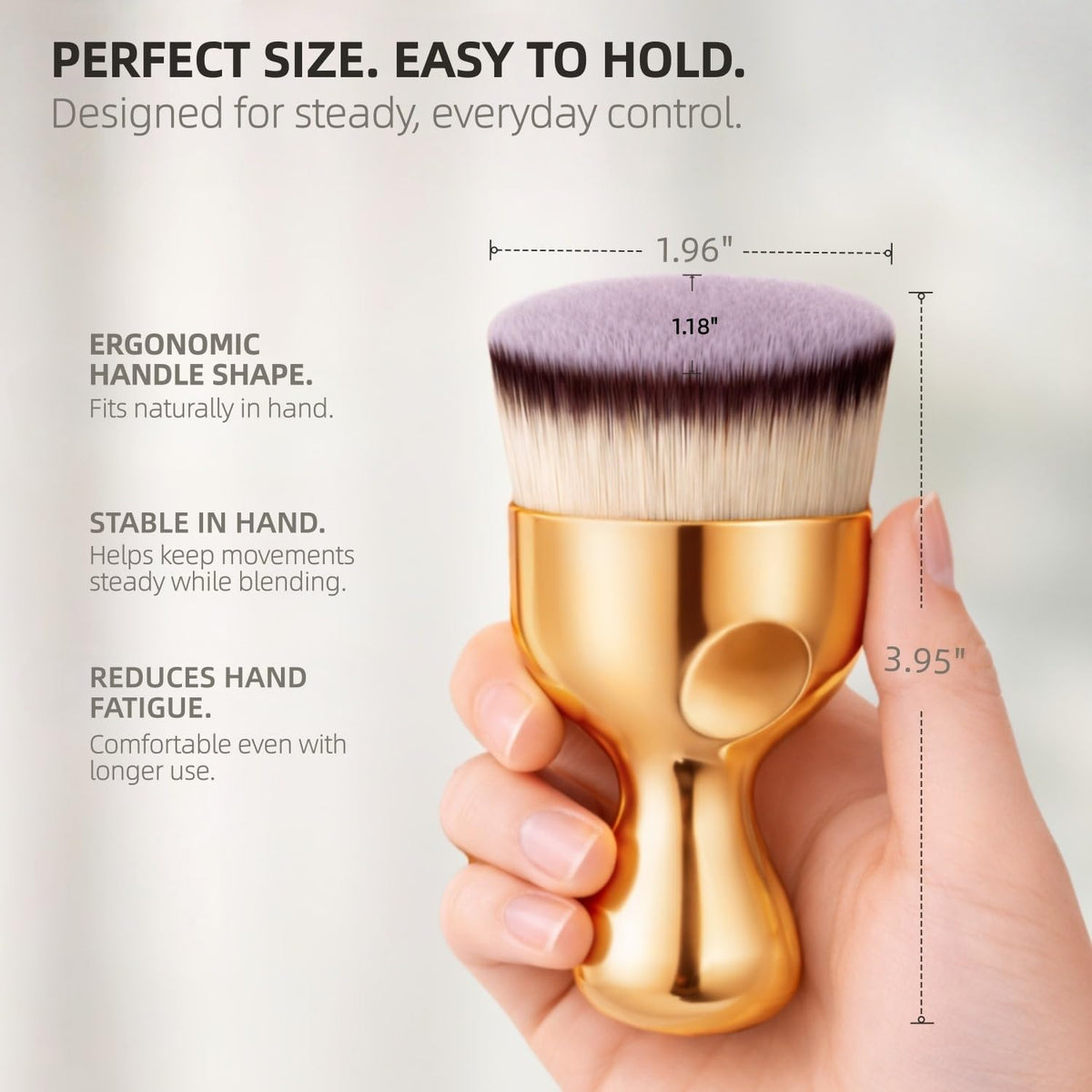 Angled Kabuki Foundation Brush – High-Density Face & Body Blending Makeup Brush for Liquid Foundation, Bronzing