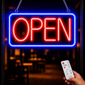 Neon Open Sign for Business, 17 x 9 Inch USB Powered LED Open Sign, with Remote Control and Countdown Timer Neon Open