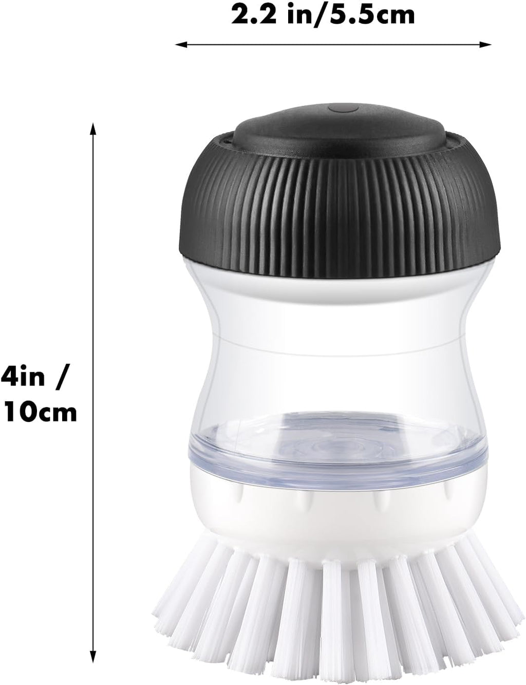 Soap Dispensing Palm Brush, 1-Pack Dish Scrub Brush, Black/Clear/White