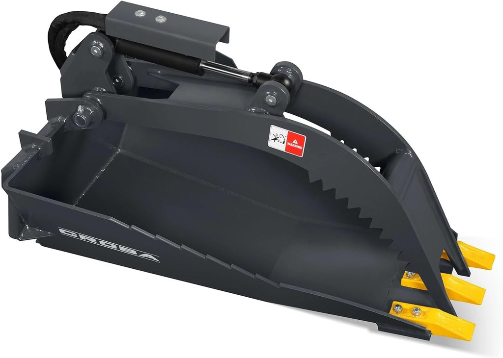 3000 PSI 36'' Max Opening Mini Skid Steer Stump Grapple Bucket Attachment, SGB36