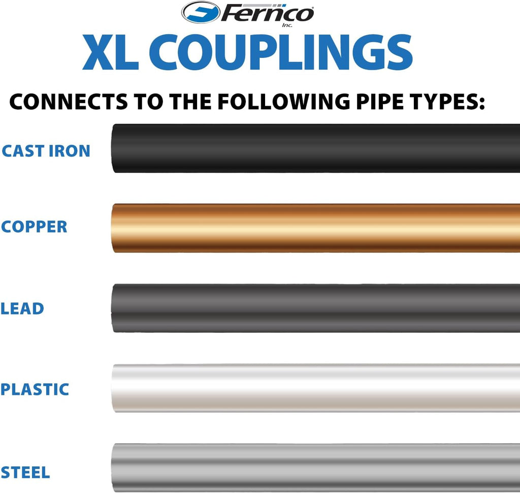 XL 1056-1502 1-1/2 in Flexible Pipe Coupling, Extra-Long 6.88 in DWV Sewer/Drain Connector, Fits OD 1.65–2.00 in