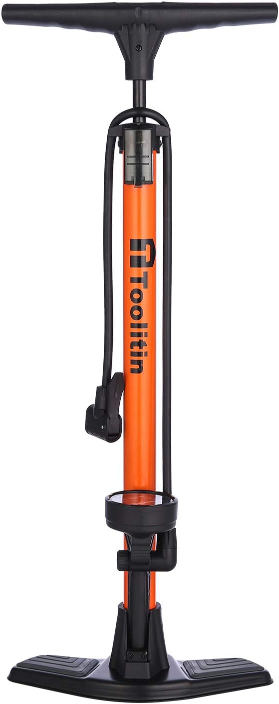 Floor Bike Pump with Gauge,High Pressure,Bicycle Pump Compatible with Presta and Schrader Valve,Bike Tire Pump for
