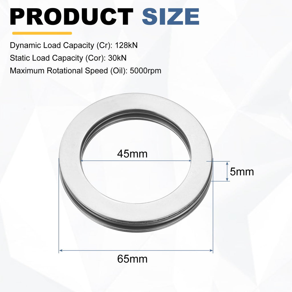 uxcell 2 Sets AXK4565 Thrust Needle Roller Bearings with Washers, ID 45mm