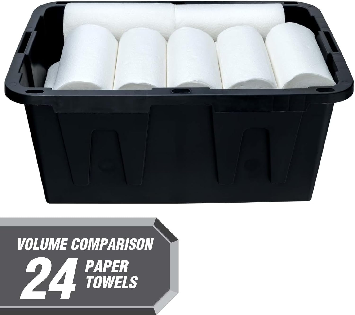 27 Gallon Heavy Duty Plastic Storage Bin with Snap Lid, Lockable, Stackable, Black and Red, 30.6 x 20.6 x 14.3 Inch