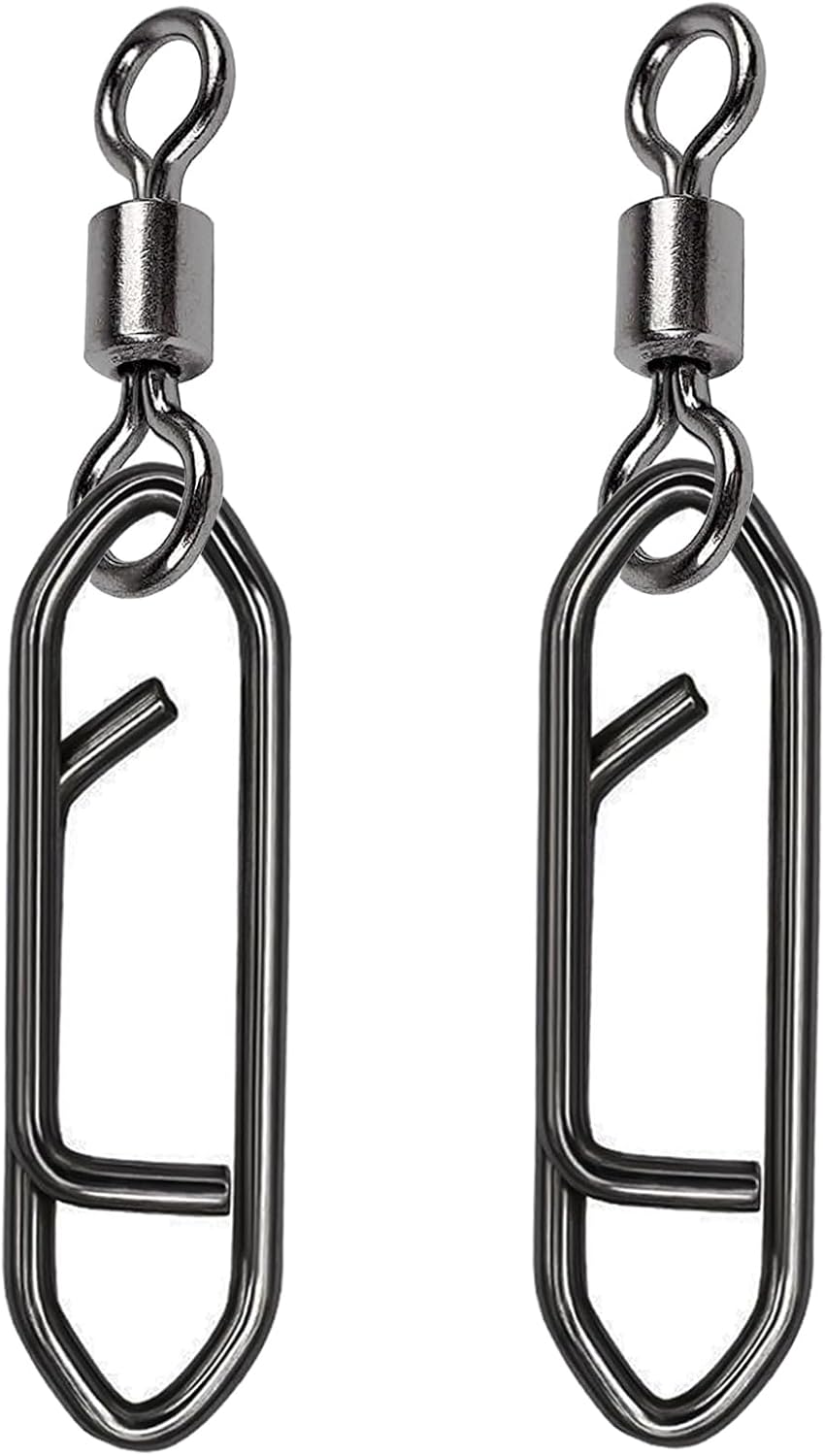 Stainless Steel Fishing Swivels Lure Tackle Clips Snap Swivels Strength Barrel Saltwater Swivel Fishing Rolling Black