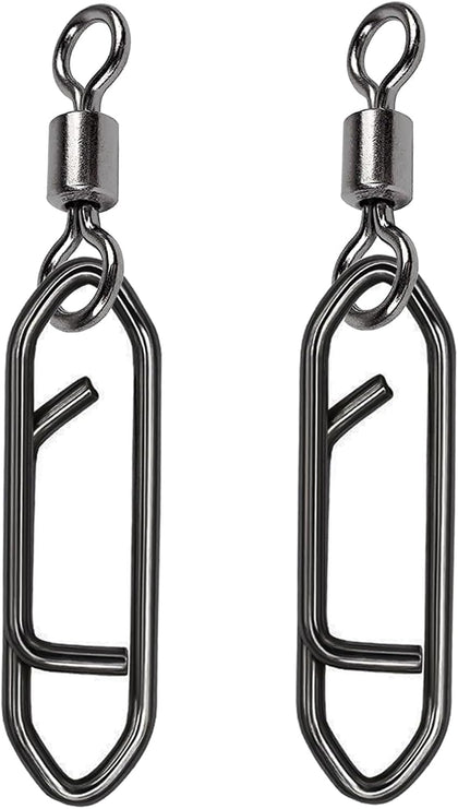 Stainless Steel Fishing Swivels Lure Tackle Clips Snap Swivels Strength Barrel Saltwater Swivel Fishing Rolling Black