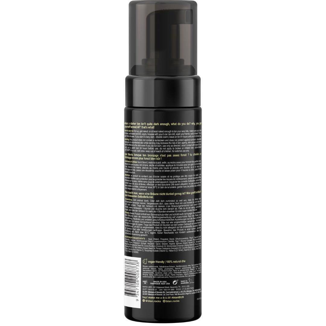 Dark Self Tanner Mousse | Get Tanned - Best, 1 Hour Express Sunless Tanning Foam, No Fake Tan Smell, Ultra Dark