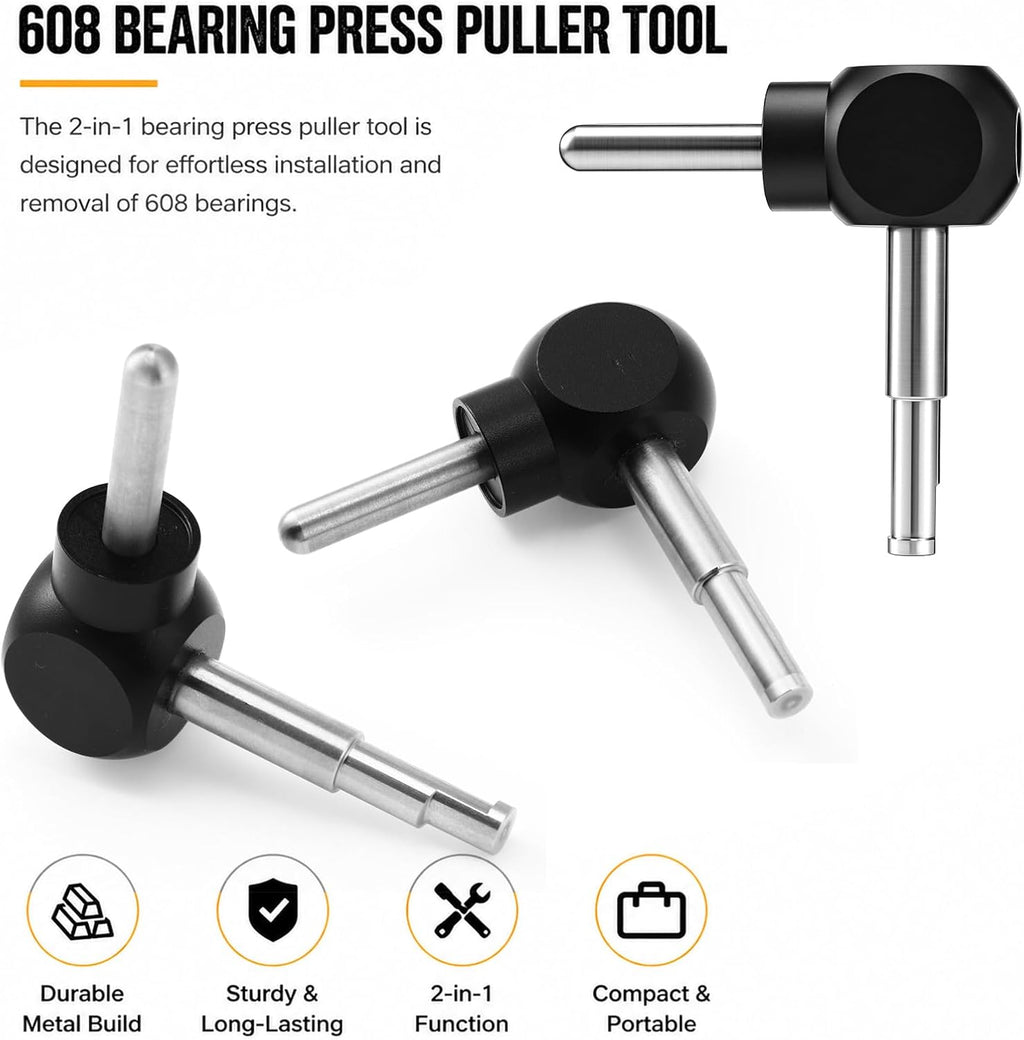 Skate Bearing Press Tool Portable 8mm 608 Bearing Installer Remover for Inline Roller Skate, Skateboard, Longboard &