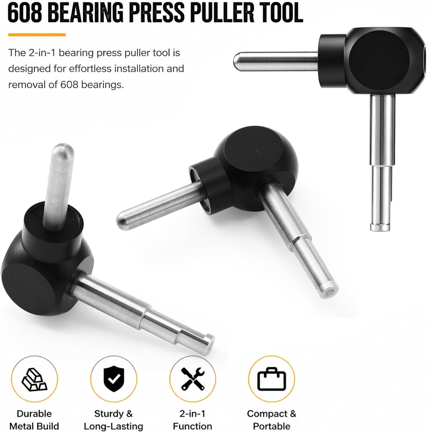 Skate Bearing Press Tool Portable 8mm 608 Bearing Installer Remover for Inline Roller Skate, Skateboard, Longboard &