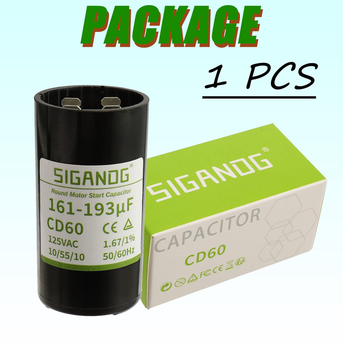 161-193 MFD 110-125 VAC Round Start Capacitor 50/60 Hz AC