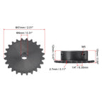 uxcell 24 Tooth Roller Sprocket B Type #25 Chain Single Strand 1/4" Pitch