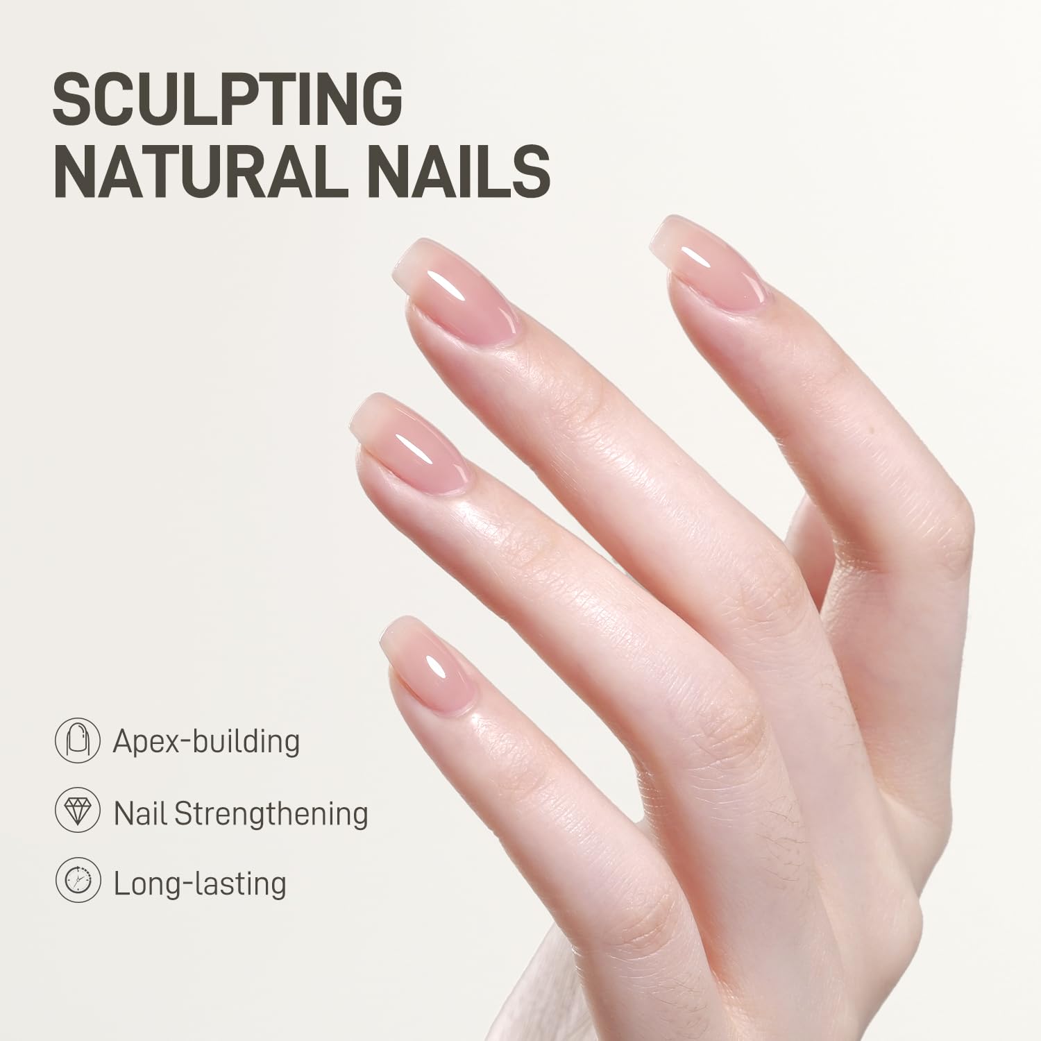 Gel Top Coat, Builder Gel and Base Coat Set, 16ml 3 Pcs Clear Glossy No Wipe Combination for Long Lasting UV Light