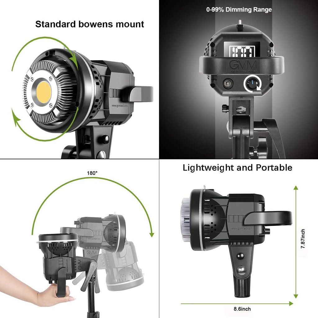GVM 80W Photo Studio Lighting Kit, LED Video Light with Bowen Mount 23.6" Softbox, Tripod Stand, Continuous Output