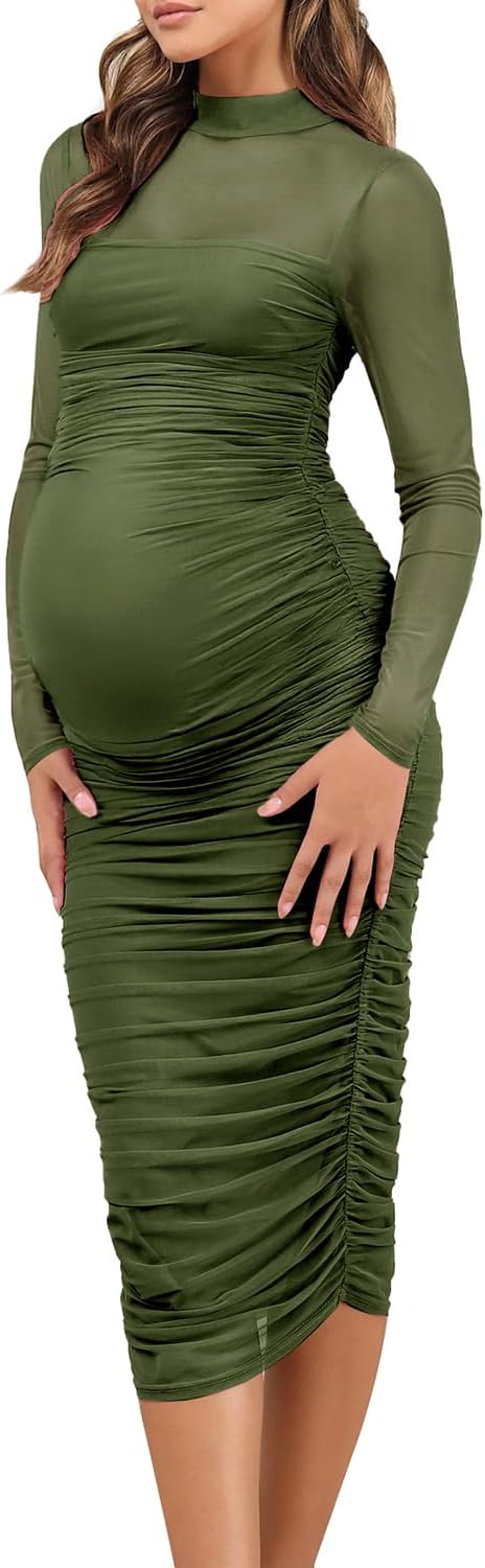 Long Sleeve Maternity Formal Dress for Wedding Guest Fall