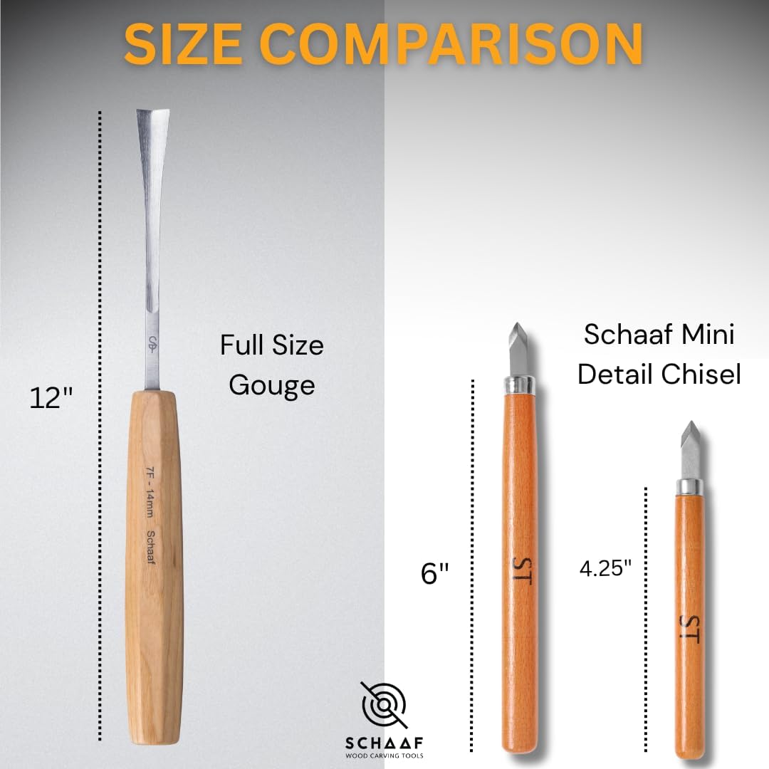 4-pc Wood Chisel Set, Fishtail Gouges, Cr-V 60 | Detail carving chisels for sculpture and relief carving, ergonomic