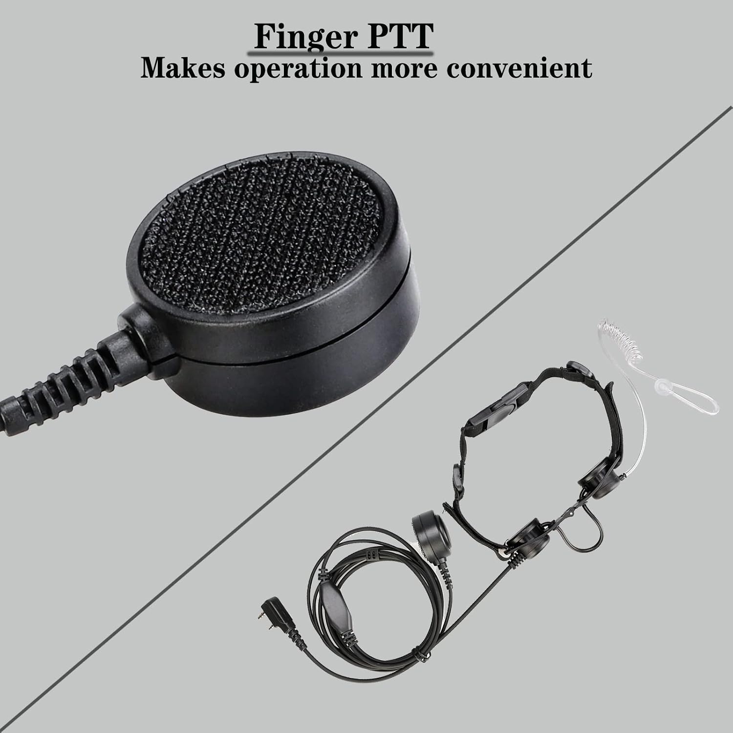 Adjustable Throat Mic Walkie Talkies Earpiece, Acoustic Tube, 2 Pin | for RT22/RT68/RT21/H777/RT27, Compatible with