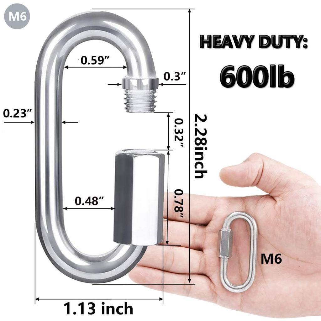 Lsqurel Quick Link 304 Stainless Steel Locking Carabiner Heavy Duty