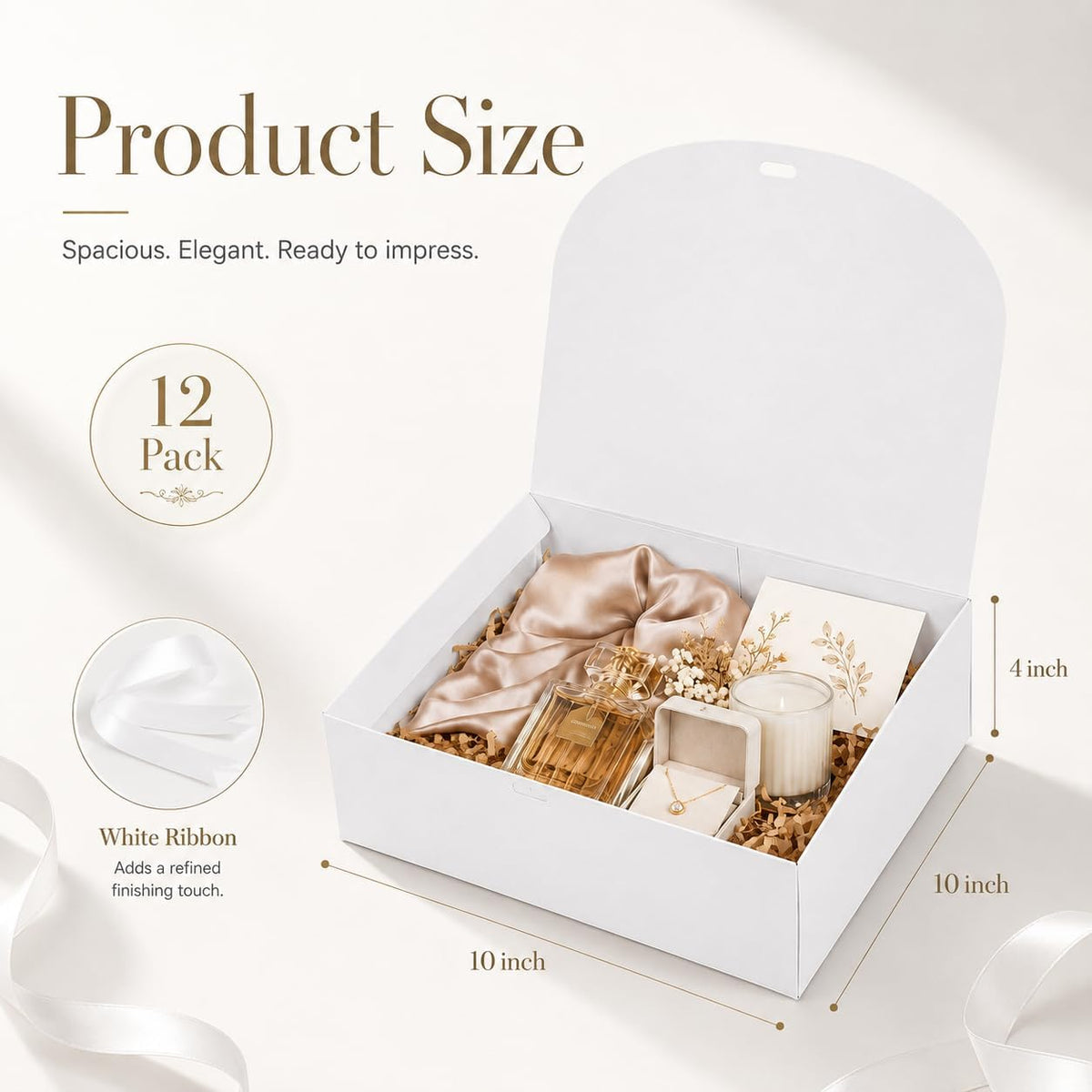 White Gift Boxes with Lids, Bridesmaid Proposal Box 12Pack