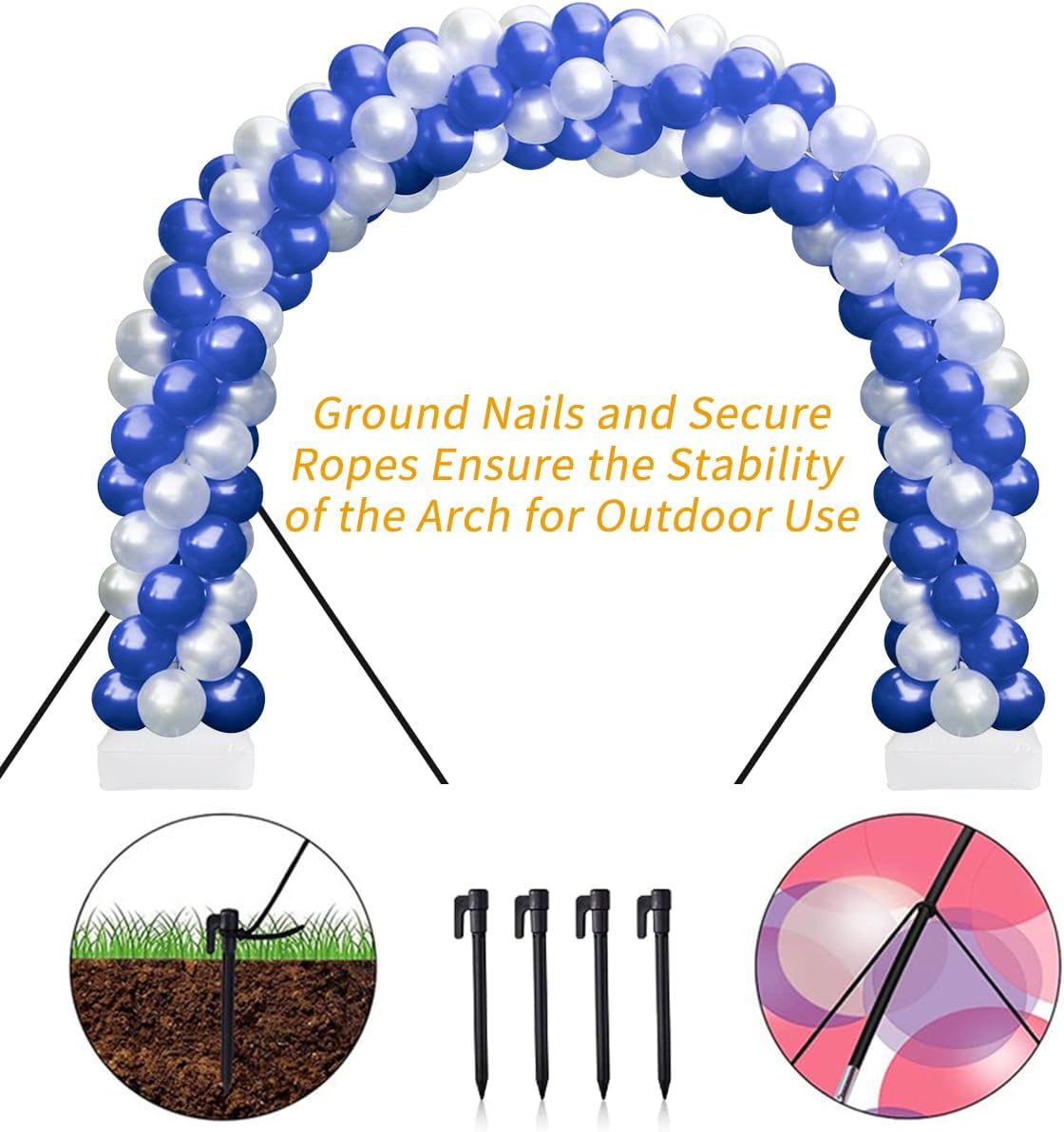 Balloon Arch Kit, 8ft Tall & 9ft Wide Adjustable Balloon Arch Frame Stand with 2 PVC Bases,2 Water Fillable Bags