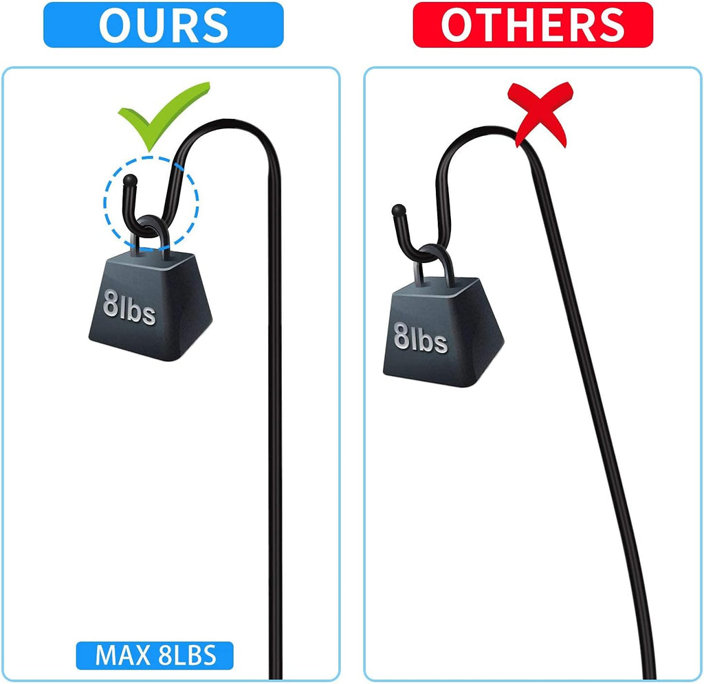 Shepherd Hooks 2 Pack - 48 Inches High 1/2 Inch Thick Adjustable Rust Resistant Shepards Hooks for Outdoor Solar