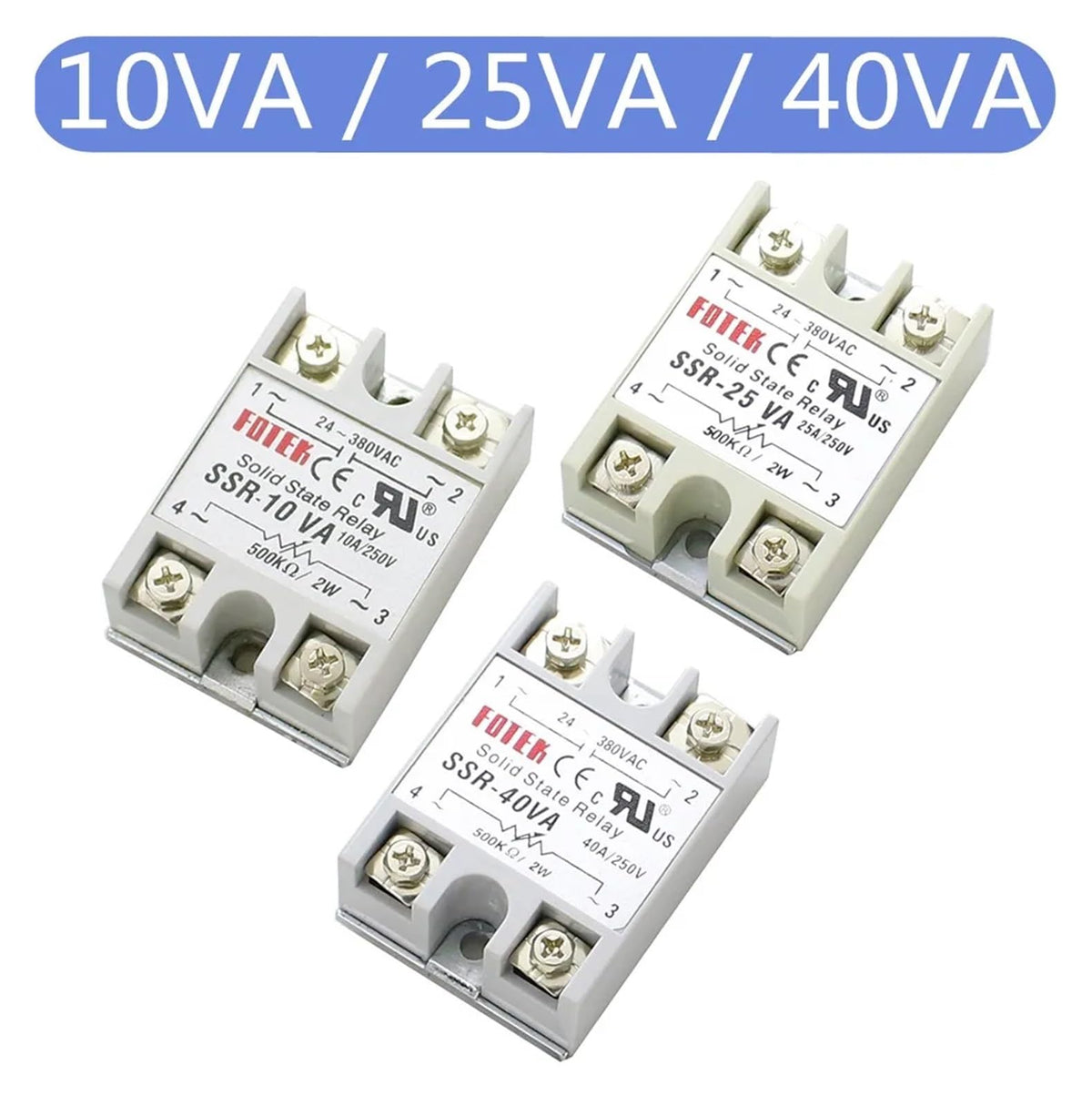 BIK 1pcs SSR-10 25 40 50 60 75 80 100DA DC Control AC SSR White Shell Single Phase Solid State Relay Without Plastic SSR-25DA SSR-40DA(AA,SSR 40)