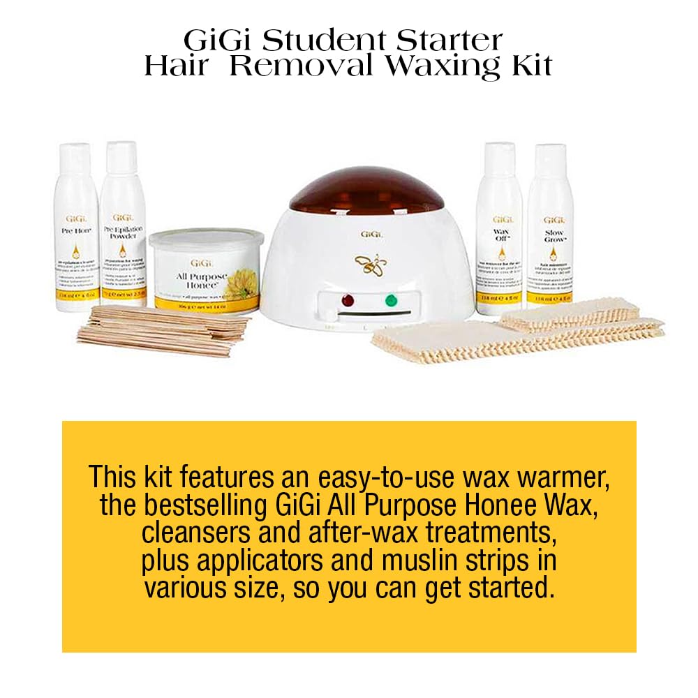 Student Starter Waxing Kit - All-Purpose Honee Hair Removal Wax Kit with Wax Warmer, Pre & Post Care, Muslin Strips