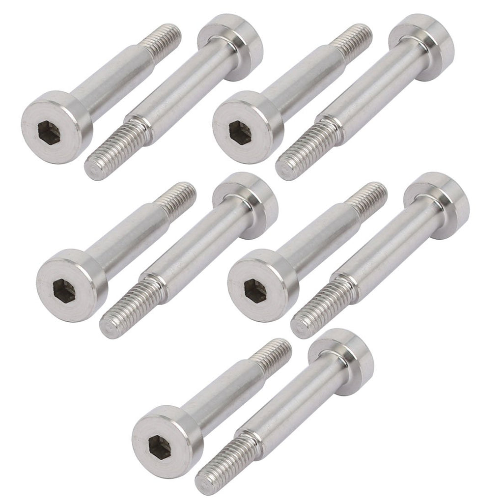 uxcell 10pcs 304 Stainless Steel Hex Socket Shoulder Bolt 5mm Dia 20mm L M4