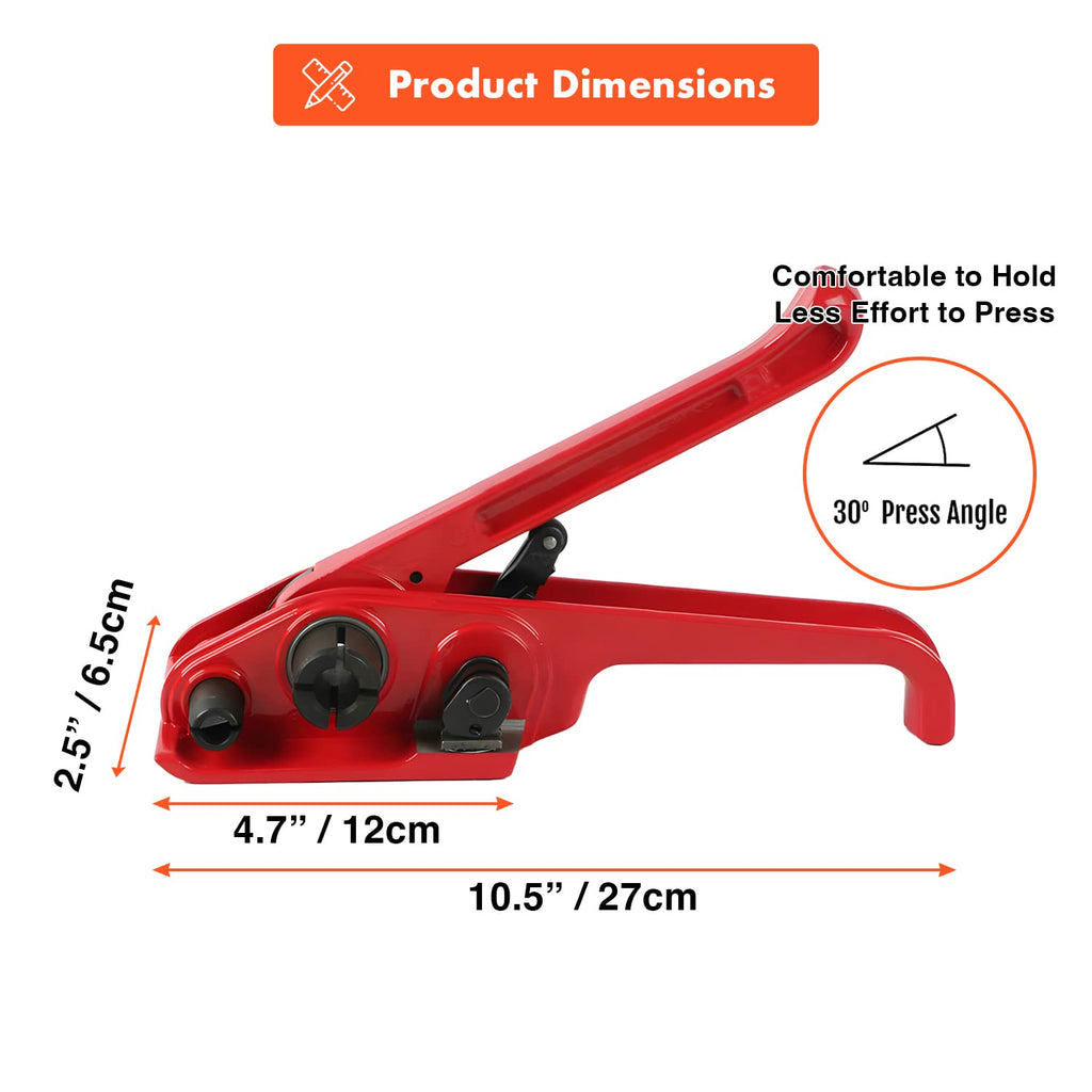 Heavy Duty Poly Strapping Tensioner & Cutter Manual Banding Tools Windlass for 1/2" -3/4" Width Polyester Polyproplyn