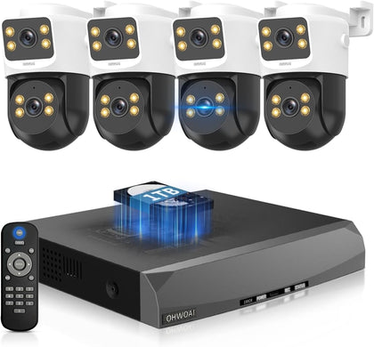 4K PoE Security Camera System Outdoor, Wired PTZ Video Surveillance Systems