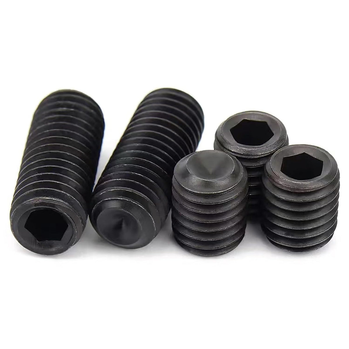 1/2"-13x1 Socket Set Screws, Cup Point, Coarse, Alloy, Black Oxide, 10-Pack