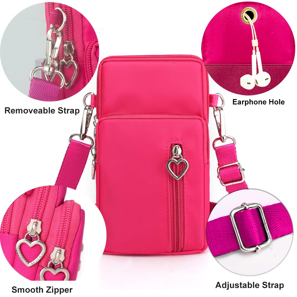 Crossbody Wallet Phone Bag for Women, Nylon Small Crossbody Shoulder Bag Arm Bag, Cell Phone Purse, Mini Wallet with
