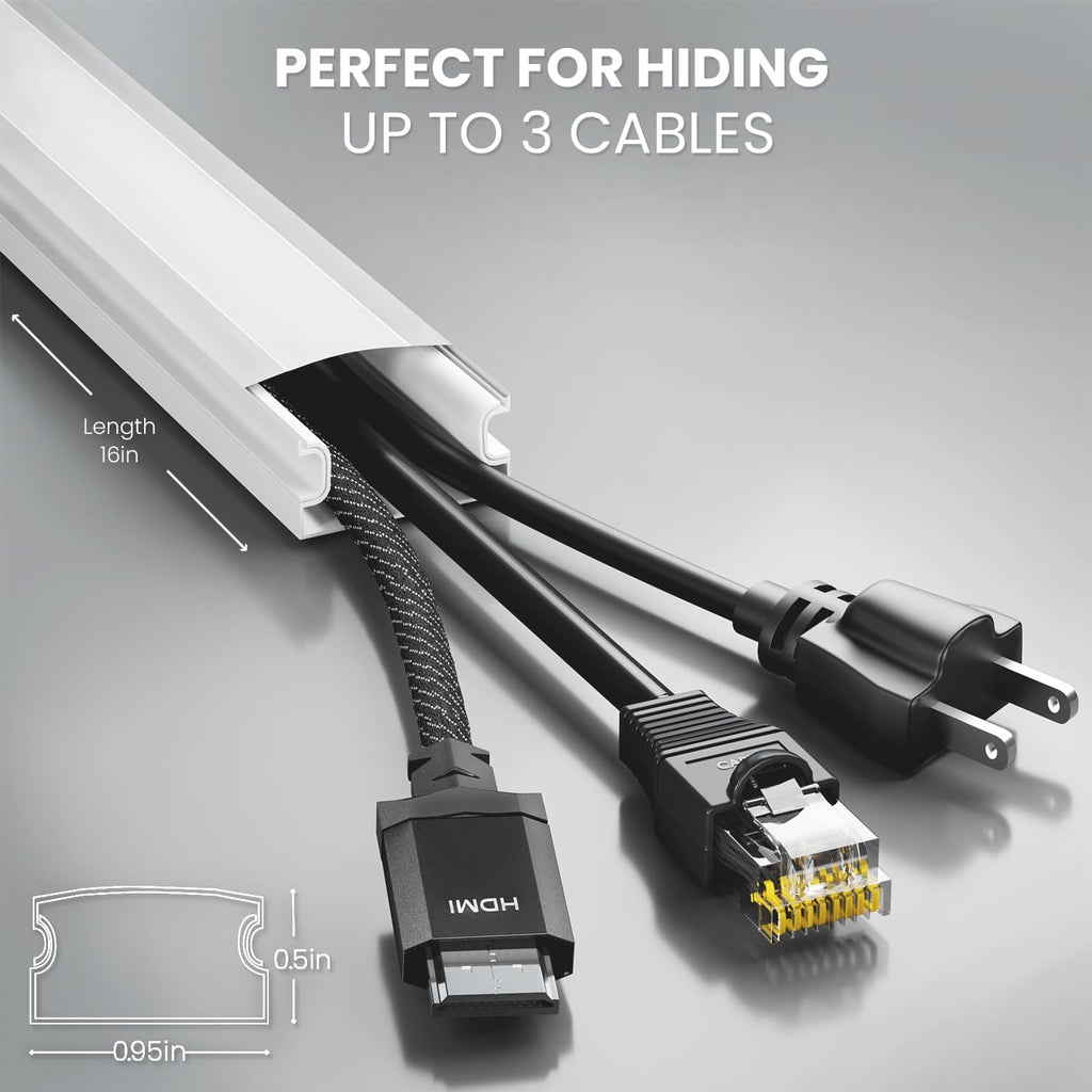 Cable Hider Wall - 153" Wall Cord Hider, Cable Concealer, Wire Covers for Cords - Wall Cable Hider and Cable Raceway