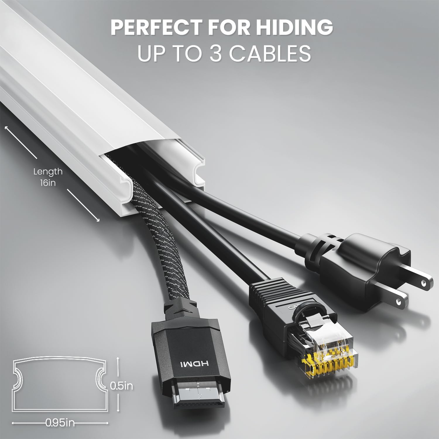 Cable Hider Wall - 153" Wall Cord Hider, Cable Concealer, Wire Covers for Cords - Wall Cable Hider and Cable Raceway