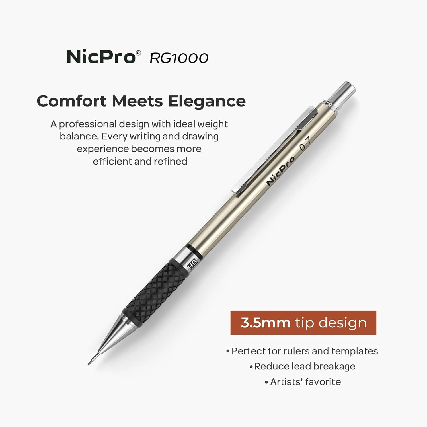 0.7 mm Art Mechanical Pencil Set in Storage Case, 3 PCS | Metal Drafting Pencil Lead Pencil+6 Tube HB Lead Refill, 12