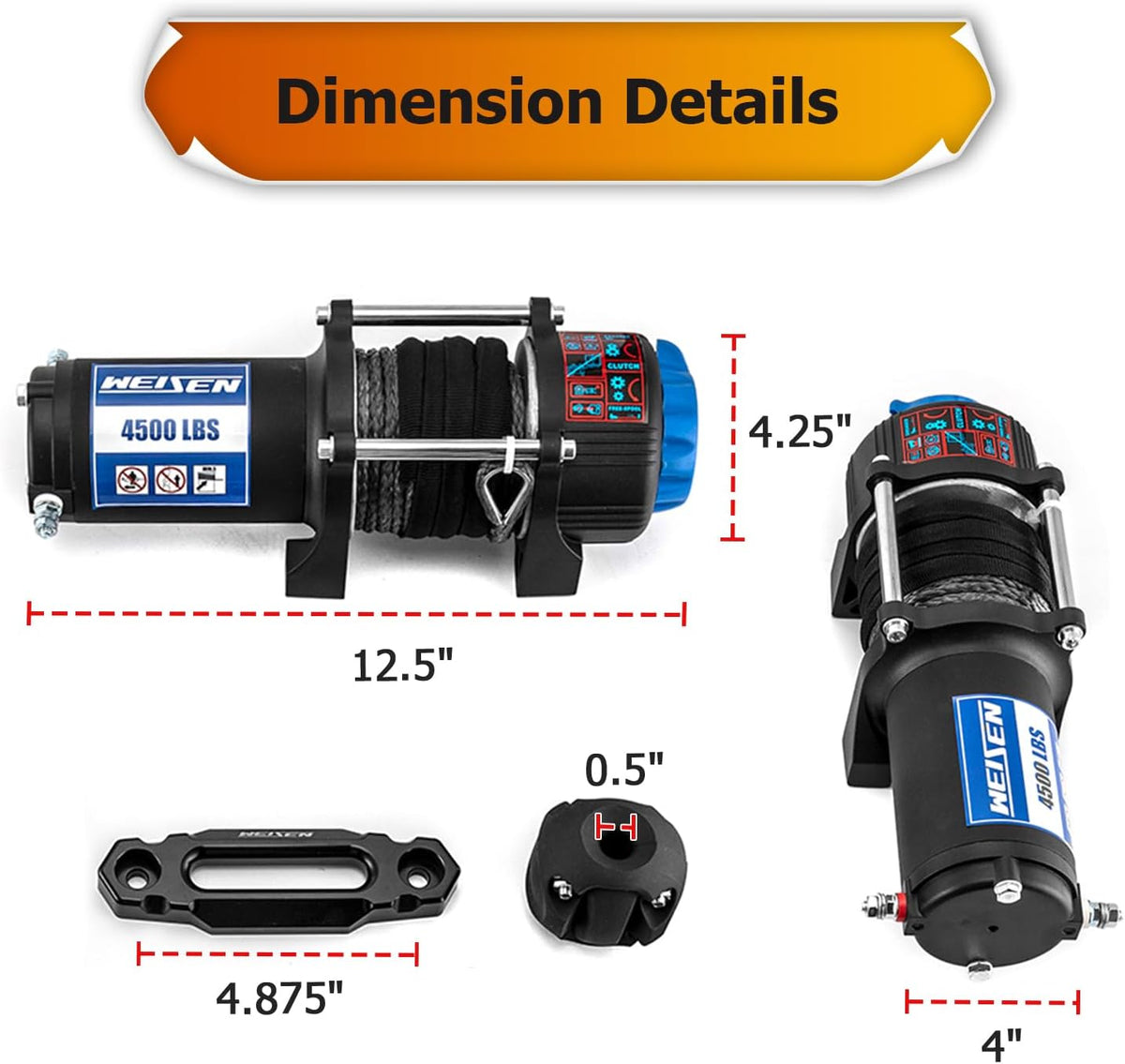 4500lb 12V Electric Winch Kit Fit for Polaris RZR PRO XP 4 2020-2026
